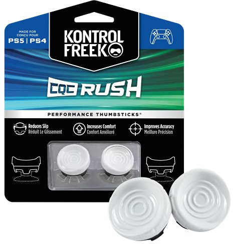 KontrolFreek FPS Freek CQC Rush für Playstation 4 (PS4) und Playstation 5 (PS5) Controller | Performance Thumbsticks | 2 Mid-Rise Concave | Weiß