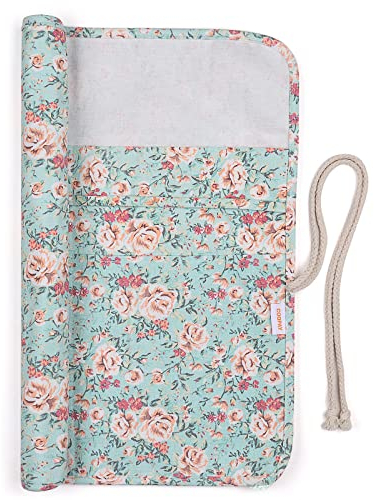 Coopay Large Knitting Needle Case 14 Inch, Extra Long Straight Needle Storage With 20 Slots, Canvas Roll Holder Flower Bag UK