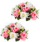 Inweder Sfere Fiori Matrimonio Centrotavola - 2 Pezzi Bouquet di Palline di Fiori Artificiali Fiori Finti Sfere di Rosa di Seta con Base per Matrimoni Tavolo Feste Arredamento Casa Rosa e Bianco