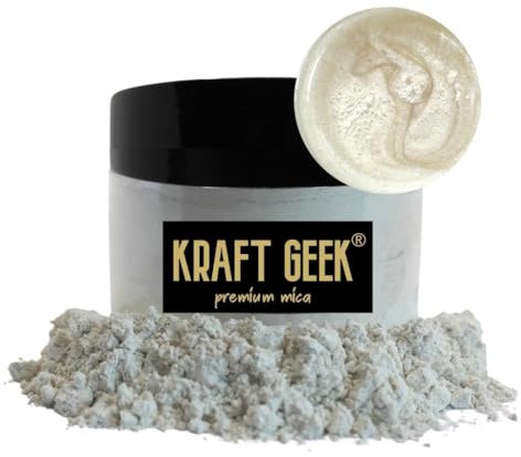 Premium Pearl White Mica Powder 50g. Powder Dye for Epoxy Resin Pigment Natural Soap Colouring, Candle, Slime, Bath Bombs, Makeup, Nail, Fabric, Fabric dye, Wax Melts etc.
