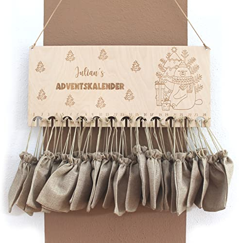 Personalisierter Adventskalender mit Name, Adventskalender zum befüllen, Adventskalender aus Holz, Adventskalender Kinder