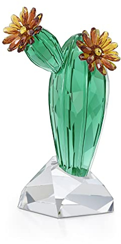 Swarovski Crystal Flowers Goldgelber Kaktus, Kristallfigur mit Strahlendem Swarovski Kristall