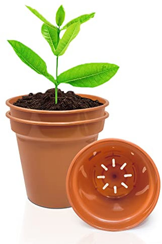 WINSOME 3 Pcs Plastic Plant Pot with Drainage Hole,15CM/6 Long Nursery Plant Pots, Terracotta Pots, Flower Pots for Indoor & Outdoor | Ideal for Cultivation, Terracotta