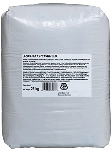 Asfalto a Freddo Stradale da 25 Kg - MASTERBRICO | Asfalto a Freddo per Buche e Riparazione Manto Stradale, Conglomerato Bituminoso Pronto all’Uso - Rapido per Strade