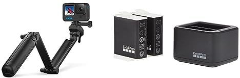 GoPro 3-Way 2.0 (Tripod/Grip/Arm) - Official GoPro Accessory & Dual Battery Charger + 2 Enduro Batteries (HERO11 Black/HERO10 Black/HERO9 Black) - Official Accessory