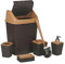 URBNLIVING 5 Pc Rattan Bathroom Bin Toilet Bowl Brush Toothbrush Soap Dispenser Holder Set (Brown)