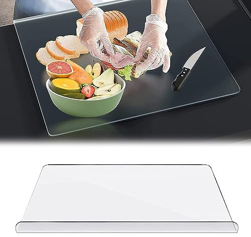 LWuuywa Tagliere in acrilico, 40 x 33 cm, trasparente, rettangolare, trasparente, per bancone della cucina, con bordo