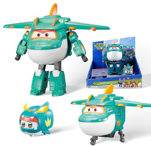 Super Wings EU770447 - Transforming Tino & Pet, ca. 14,5 cm große verwandelbare Spiel-Figur mit ca. 4,3 cm großem Haustier, für Kinder ab 3 Jahren