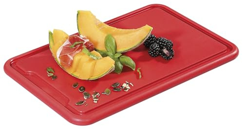 ZASSENHAUS Tagliere professionale (rosso) in plastica di alta qualità, lavabile in lavastoviglie, con scanalatura per succo, prodotto in Germania, 36 × 23 × 1,5 cm