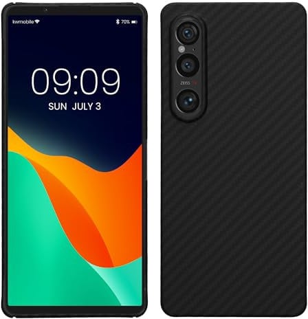 kalibri Schutzhülle kompatibel mit Sony Xperia 1 VI - Hülle Aramid - Handy Cover Case Handyhülle Schwarz matt