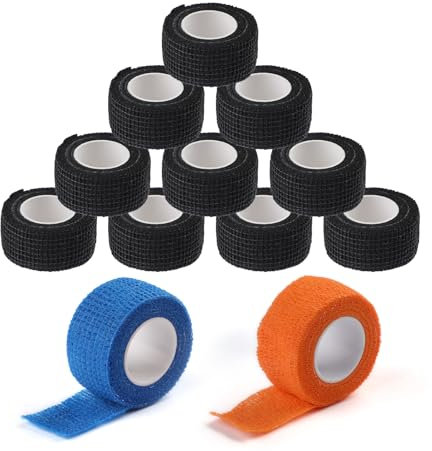 CNC 12 Rollen Tattoo Bandage Tape Tattoo Griffband Tattoo Grip Cover Wrap Fingerpflaster Verband Haftbandage Elastisches selbstklebendes Bandagenband für den Tattoo Maschine Grip (2.5cm x 4.5M)