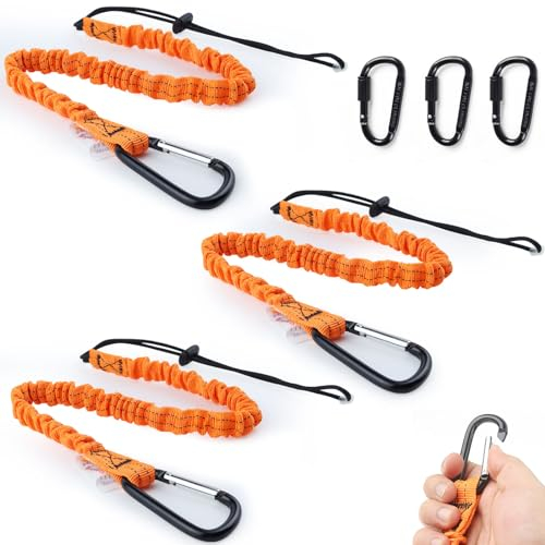 GZqiancang 3 Piezas Cordón Para Herramientas,Retractil Cordón de Herramientas con Mosquetón para Construcción, Trabajos en Altura, Alpinismo(Color Naranja)