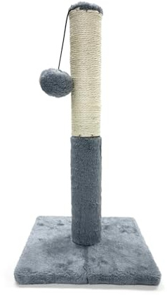 Webeasy 48cm Tall Cat Scratching Post, Claw Scratcher Sisal Rope Covered Soft Smooth Plush, Vertical Scratch [Full Strectch], Modern Design 48cm Height (Grey)
