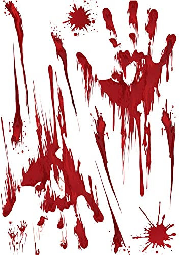 ISAKEN Auto Heckscheibenaufkleber, Fenster Rücklicht Auto Aufkleber Blutige Hände Füße Blut Autoaufkleber Halloween Blutfleck Aufkleber für Kfz Auto Fenster Wintergarten Party Zubehör