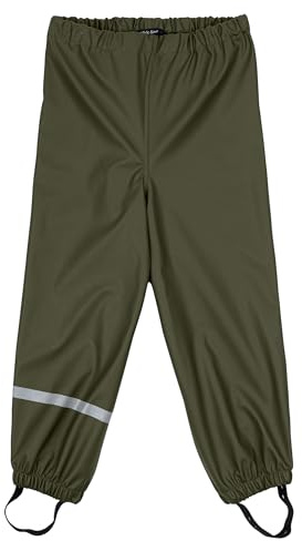 Mikk-line Pantalon de pluie pour enfant - Imperméable et coupe-vent - Pour filles et garçons - Idéal pour la pluie et la boue - Pantalon boueux pour enfants avec coupe élastique, Vert olive, 116