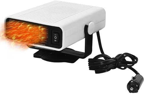 MADGININE 12V Car Heater Portable Car Heater Car Heaters for Winter 12v Heater for Campervan Heater for Car 12v Heater 2 in1 Fast Heating Defroster Defogger Demister for all Cars(White)