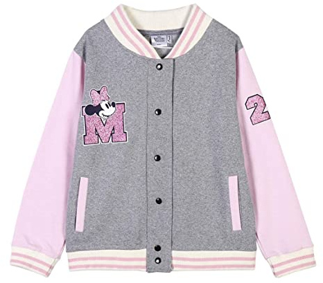 Disney Minnie Mouse Felpa per Ragazze, Giacca in Cotone Caldo e Morbido, Maglione Minnie College Regalo per Bambina, Taglie 7 a 12 Anni