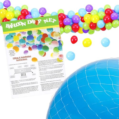 4.9 x 0.9 m Wiederverwendbares Ballon-Tropfnetz für Deckenentriegelung, Ballon-Tropfbeutelnetz für 200 Luftballons | Hochzeit, Geburtstag, Abschlussdekoration, Babyparty, Neujahrsparty