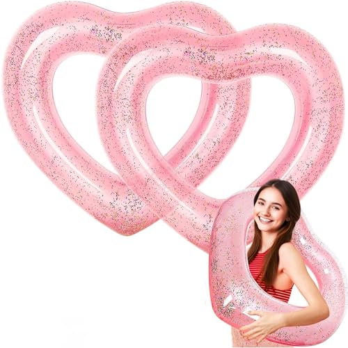 X2 Bouée Cœur 120 Cm Ou Cœur Gonflable en Forme De Cœur. Bouée Piscine Adulte. Design Gonflable Et Résistant, Offre du Plaisir Aux Adultes À La Plage Ou À La Piscine.