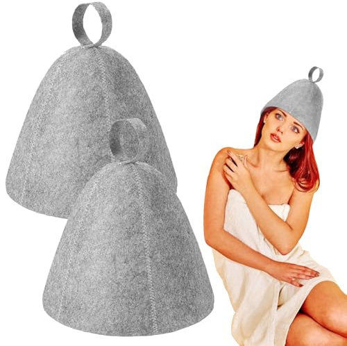 2 Pcs Sauna Hat,Sauna Cap for Women and Men,Felted Sauna Cap,Steam Room Essential Parts,Felt Heat Dry Headrest,for Sauna Hot Spring Bathroom and Steam Room,Simple Natural Stylish Appearance