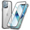 PingGoo Funda Magnética para iPhone 14 Pro MAX, Carcasa Protección de 360 ​​Grados [Cristal Templado Case] Parachoques de Metal Case con Parte Delantera y Trasera Transparente de Vidrio Templado 9H