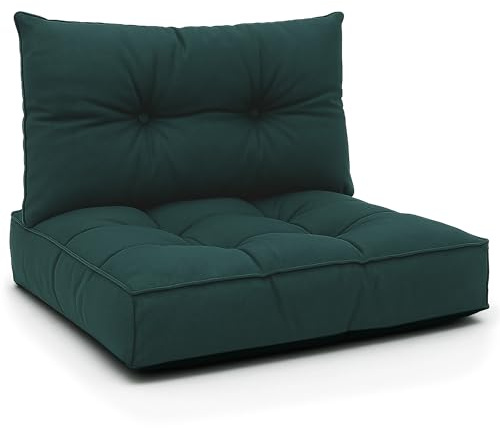 Sitzpolster Gartenmöbel Lounge Kissen Outdoor Auflagen Rattanmöbel Balkon | Set: 70x70 cm und 40x70 cm Auflagen für Sessel Stuhl Garten Terrasse wasserabweisend gesteppt dick weich Grün