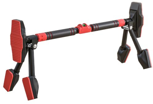 SPORTNOW Barre de Traction Réglable de 80 à 110 cm Niveau Intégré Noir | Barre de Porte, Structure Triangulaire Robuste, Sans Perçage, Support à 6 Points, Poignées Antidérapantes, Jusqu'à 225 kg