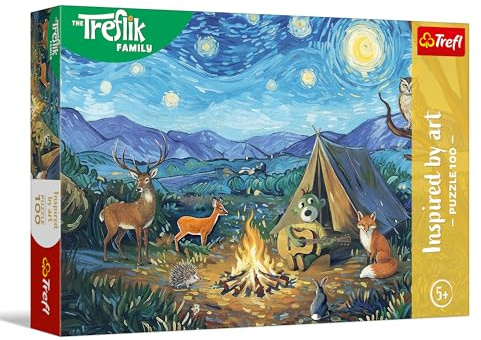 Trefl - Puzzle 100 Teile, Inspired By Art, Am Lagerfeuer, 5+ | Fördert Konzentration und Beobachtungsgabe, hohe Qualität, detailreiches Puzzle, farbenfrohes Puzzle für Kinder