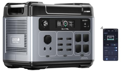 OUKITEL P2001 Pro Estacion de Energia Portatil 3200W Generador Solar | Batería LiFePO4 2048Wh, 4 Tomas de CA (Pico 6400W), Carga Rápida 1,2h, Power Station para Camping, Hogar,UPS Backup