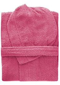 Mastro Bianco Accappatoio con Cappuccio in Spugna 100% Cotone Tinta Unita Uomo Donna Unisex (Rosa)