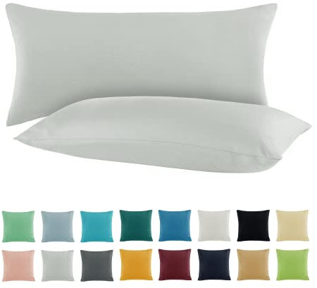 SHC by BaSaTex 2er Pack Jersey Kissenbezüge Kissenhüllen | Kopfkissenbezug aus 100% Baumwolle | 40x80 cm Kissenbezug | Farbe Silber