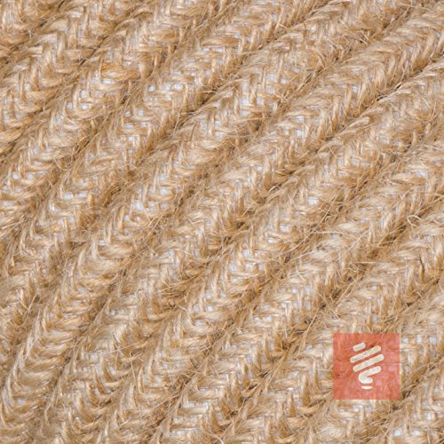 Textilkabel für Lampe, Stoffkabel aus Jutegarn, 3-adrig (3x0,75mm²), Jute - 20 Meter