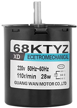 68KTYZ AC 220V 28W Small Electric Adjustable Low Speed Permanent Magnet Synchronous Motor CW/CCW 2.5/20/30/110 RMP High Claw-pole Type for Turntable Rotisserie(110 RMP)
