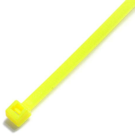 Hilltop Products Fluorescent Nylon Cable Ties 300 x 4.8mm (TR8) All Neon Colours - Assorted Packs (50 pcs, Fluorescent Yellow)