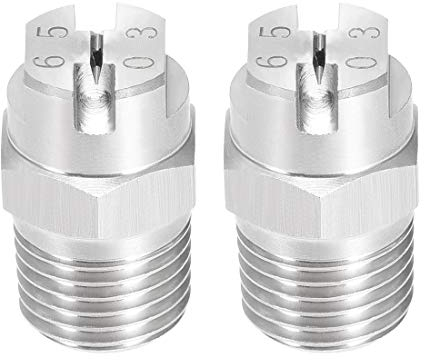 sourcing map Flachstrahldüse,1/4BSPT Hochdruck Sprühdüse Ersatzdüsen für Hochdruckreiniger Wasserbesen aus 304 Edelstahl 65 Grad, 1,1 mm Öffnung - 2 Stück