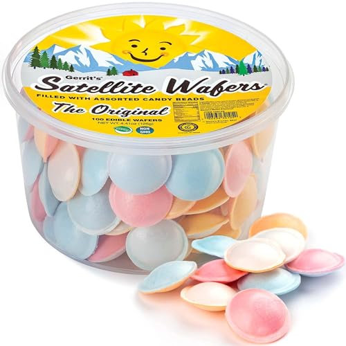 Gerrit's Original Satellite Wafers, Filled with Assorted Candy Beads, 100 Count Tub (4.41 oz)