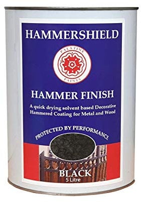 Hammershield Paint, Smooth Black 1Lt. Fast drying, decorative & protective direct to metal paint