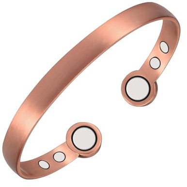 YINOX Magnetisches Kupfer-Armband für Arthritis, Männer und Frauen, Armreif mit 6 starken Magneten, verstellbar, 18 cm (WCP-0331)