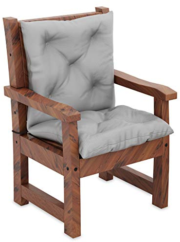 MOLTICO Stuhlkissen Sitzkissen und Rückenkissen für Stühle Sessel Wasserdicht - Indoor und Outdoor - 100x50x10 cm - Grau
