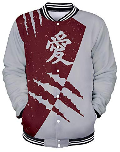 QYIFIRST Baseball Jacke Varsity Stil Schule Jacke Top Gaara Seemannsjacke Baseballuniform mit Taschen Orange/Rot/Grau S (Chest 98cm)