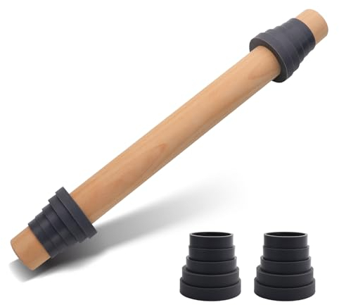 Adjustable Wood Rolling Pin with Thickness Rings for Baking -Non Stick Wooden Dough Roller Pin with Spacer Bands for Cookie,Pie Crust, Pastry Fondant and Bread By Super Kitchen