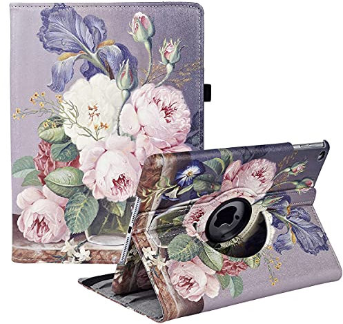 Rotating Case for iPad 9.7 inch 6th Gen/5th Gen/iPad Air 2/ iPad Air - 360 Degree Rotating Stand Protective Cover with Auto Sleep Wake for iPad 9.7 2018 2017 / iPad Air 2 / iPad Air (Roses)
