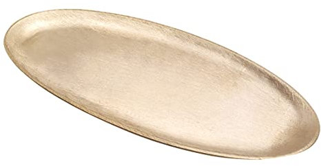 NKlaus Kerzenteller oval 16x7cm matt Desinger Dekoteller aus Messing Gold Untersetzer 10501