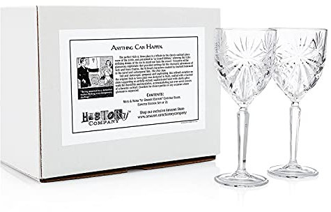 HISTORY COMPANY Nick & Nora Crystal Cocktail Glasses, 2-Piece Set – Vintage-Inspired Italian Crystal (Gift Box Collection)