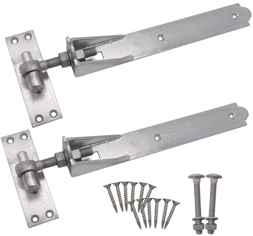 EAI Adjustable Gate Hinges | 350mm / 14 Inch Heavy Duty Hook and Band Gate Hinges | Galvanised - 1 Pair