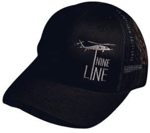 Nine Line Snapback Dropline Hat - Verstellbare Baseball Cap mit Mesh - Gestickte Amerikanische Flagge und NL Dropline, Schwarz, Einheitsgröße