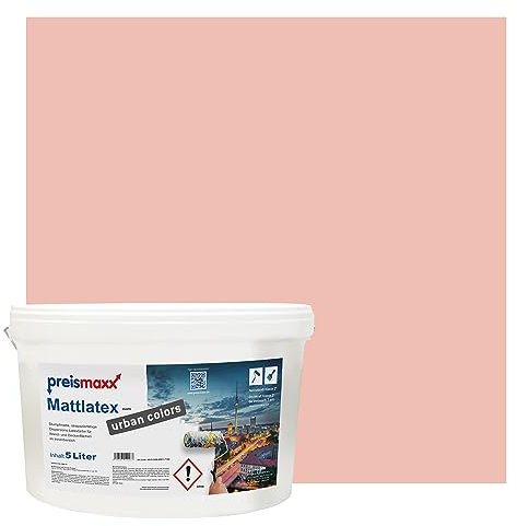 Preismaxx Mattlatex urban colors, bunte Wandfarbe, rosa, pfirsichrosa, pink peach 5L