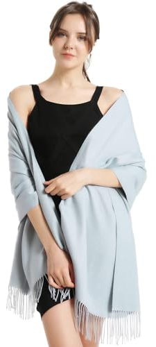 vimate Cashmere Pashmina Schals und Wickel, Damen Soft Kaschmir Pashmina Tücher für alle Jahreszeiten (DE-Silver Grey)