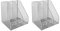 OSCO Silver Wiremesh Triple Magazine Rack | 6 Pack | Folder Storage | File Organiser | 3 Sections | Desk Tidy | Document Holder | H30.5 x W28 x D25 cm