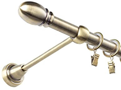 Fenster DEKOR - Gardinenstange Wandmontage 1-läufig 160 cm - Vorhangstange aus Stahl mit 16 Ösen und Clips - Gardinen Stange Gold - Gardinenstangen im Set mit Dübel - Elegante Vorhangstangen